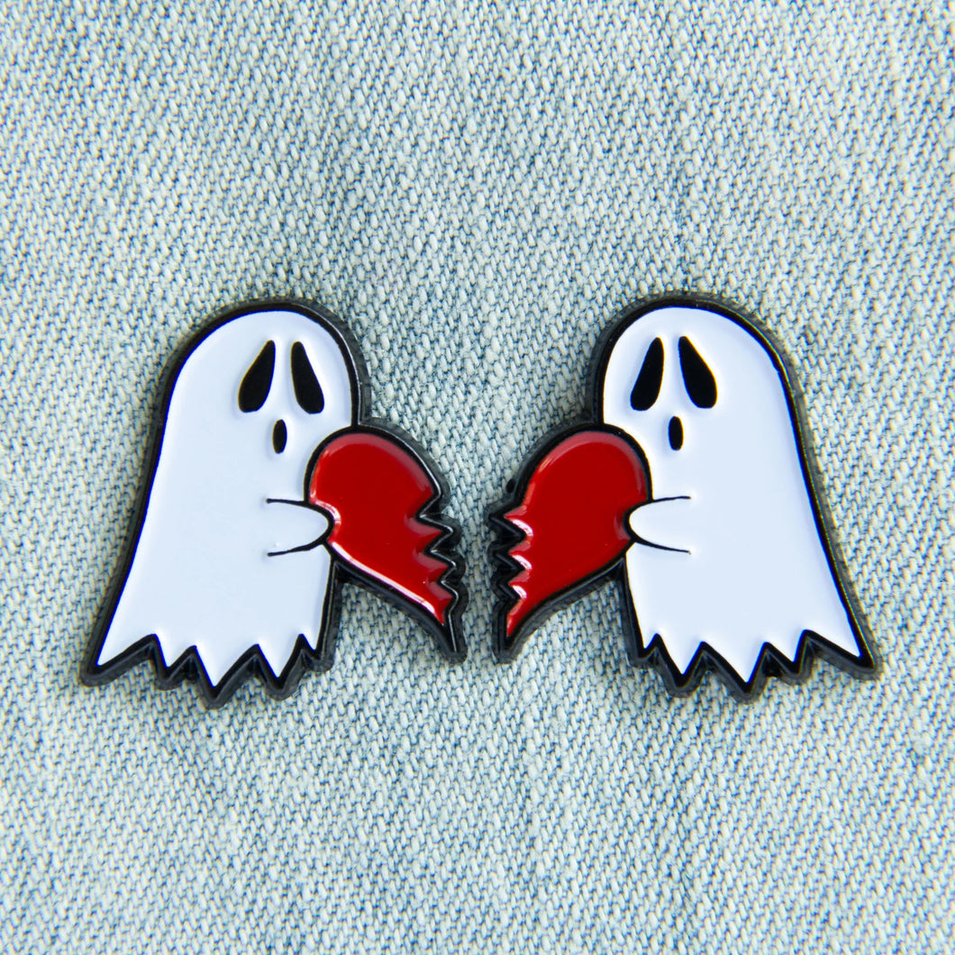 Ghost Heart Enamel Pin Set of 2