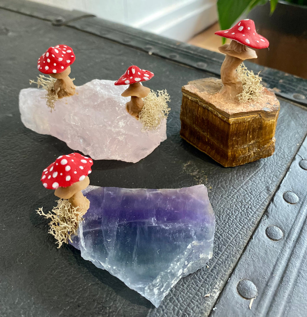 Crystal with Sculpted Mushroom