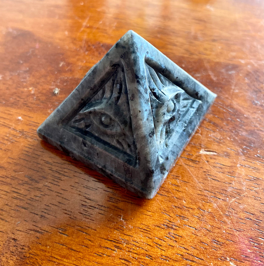 All Seeing Eye Carved Crystal Pyramid
