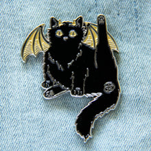 Load image into Gallery viewer, Pentacle Butthole Black Cat Enamel Pin
