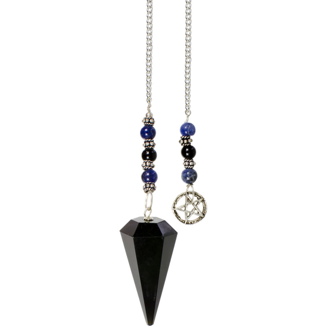 Hexagonal Crystal Pendulum - Obsidian Pentacle