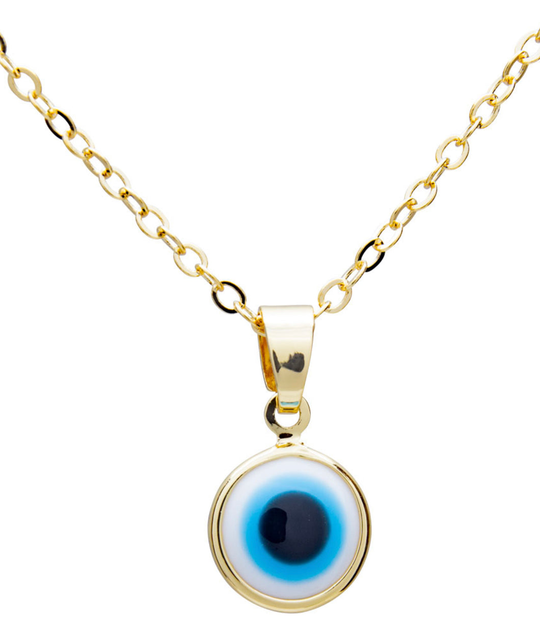 White Evil Eye Gold Necklace