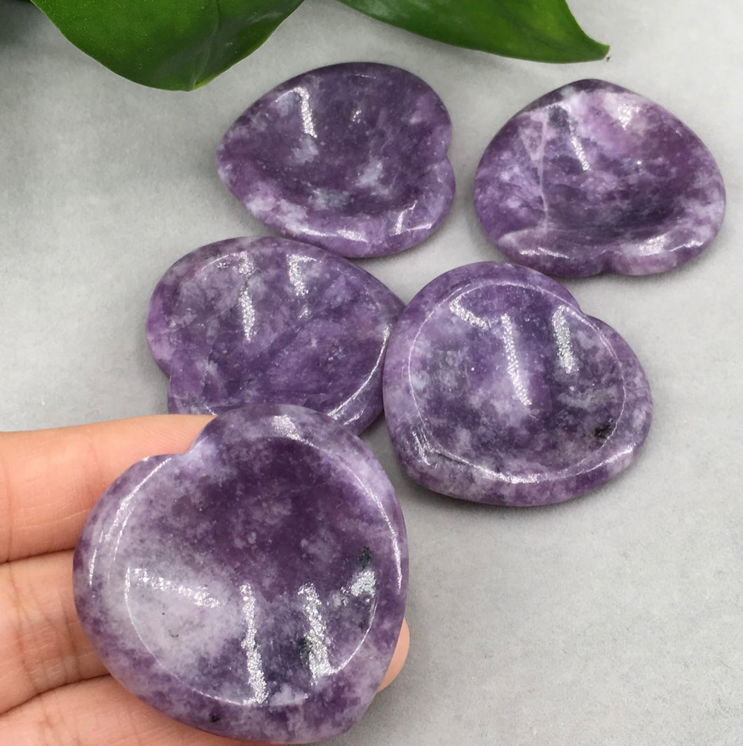 Lepidolite-Heart shaped worry stone