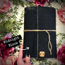 Load image into Gallery viewer, Burlap Book of Shadows - Raven/Moon
